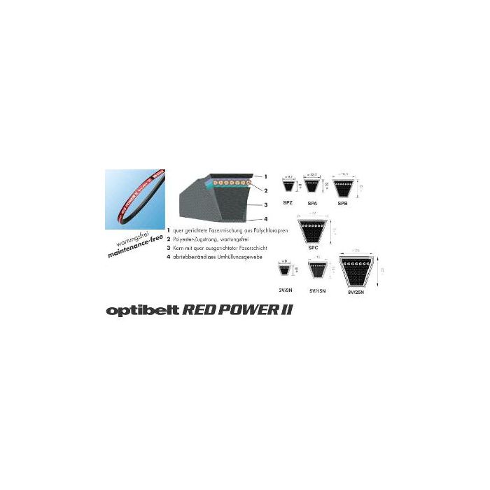OPTIBELT SPA1400 RED POWER III Grootvermogen smalprofiel v-snaar (1pc) main product photo